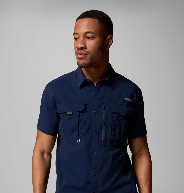 Men's PFG Bahama Elite Short Sleeve Shirt, Color: Collegiate Navy, image 5
