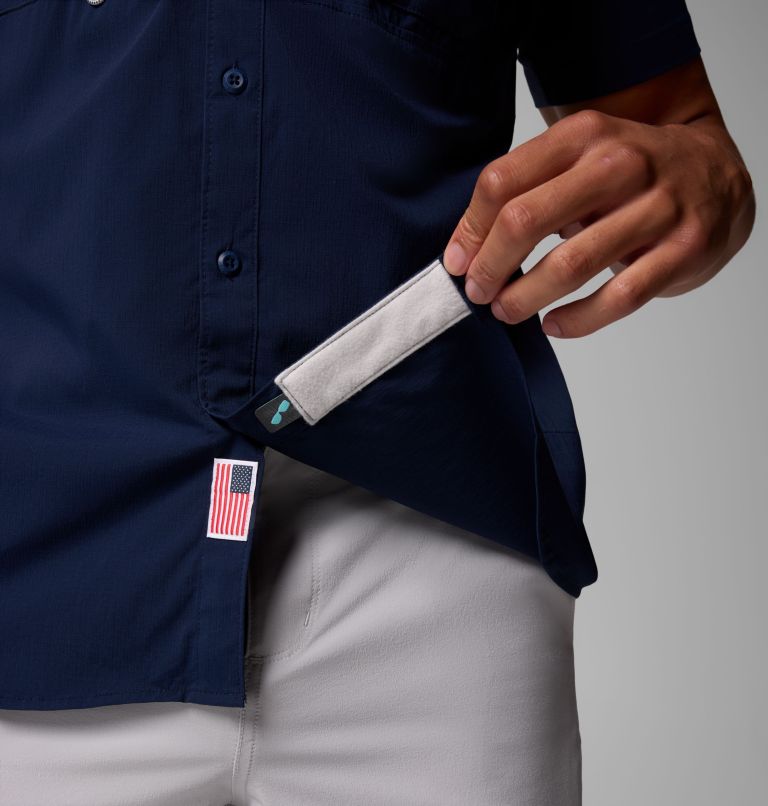 Men's PFG Bahama Elite Short Sleeve Shirt, Color: Collegiate Navy, image 6