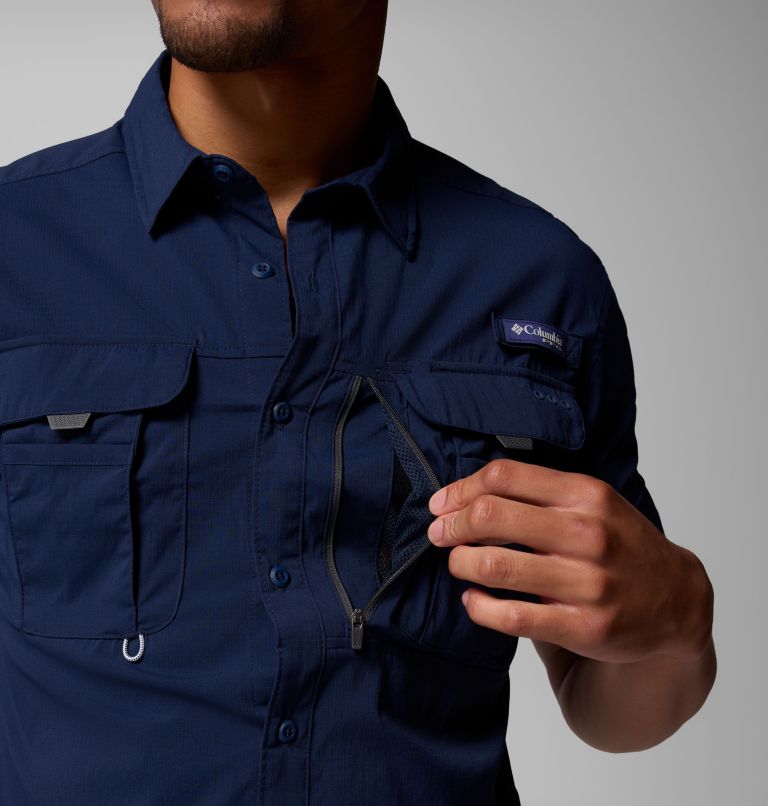 Men's PFG Bahama Elite Short Sleeve Shirt, Color: Collegiate Navy, image 7