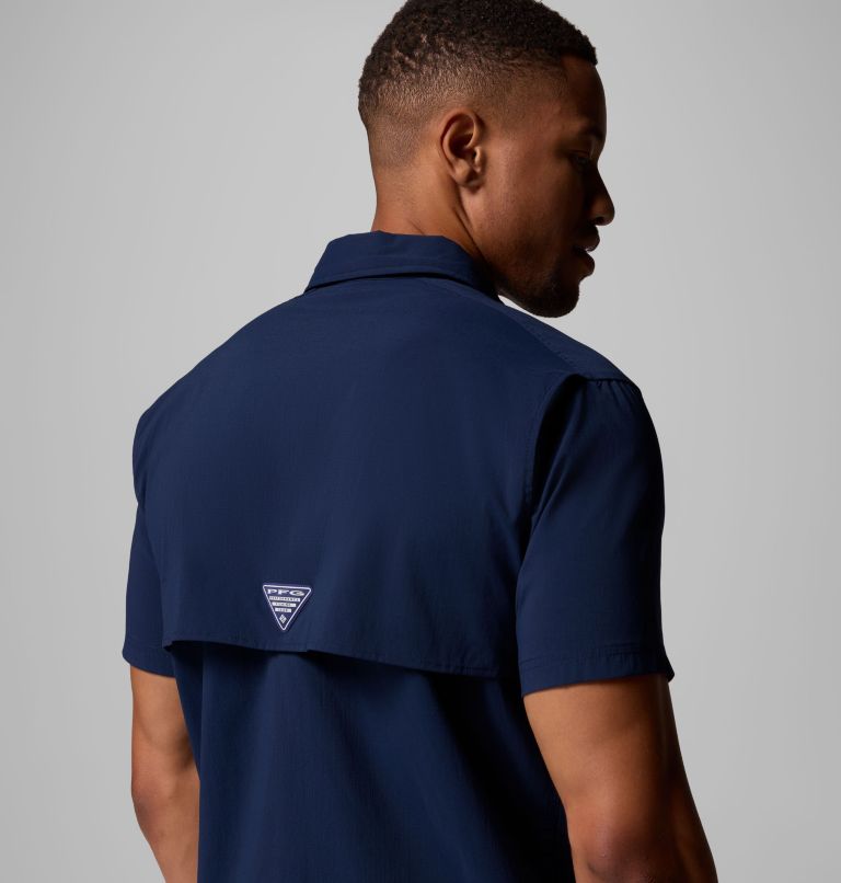 Men's PFG Bahama Elite Short Sleeve Shirt, Color: Collegiate Navy, image 8
