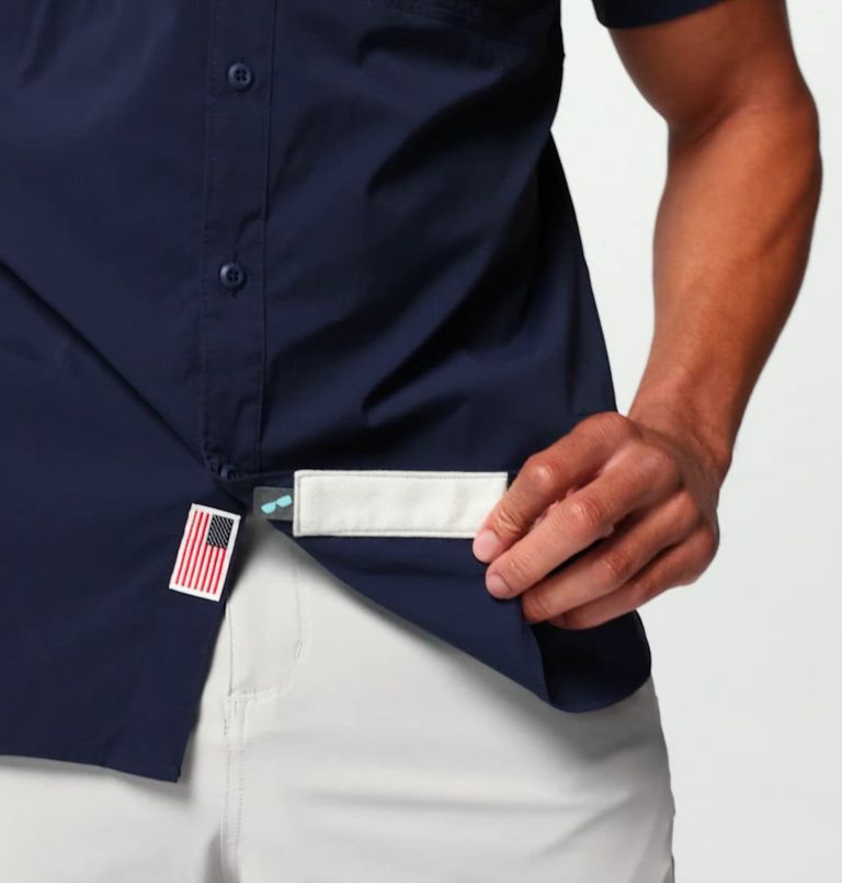 Men's PFG Bahama Elite Short Sleeve Shirt, Color: Collegiate Navy