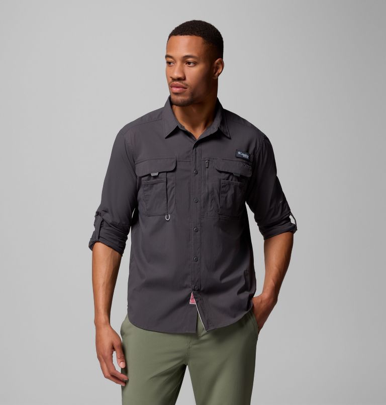 Men's PFG Bahama Elite Long Sleeve Shirt, Color: Shark, image 5