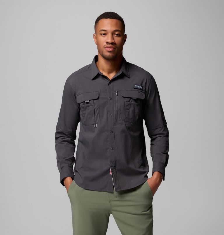 Men's PFG Bahama Elite Long Sleeve Shirt, Color: Shark, image 1