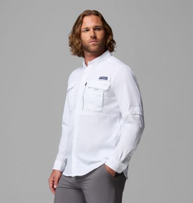 Men's PFG Bahama Elite Long Sleeve Shirt, Color: White, image 4