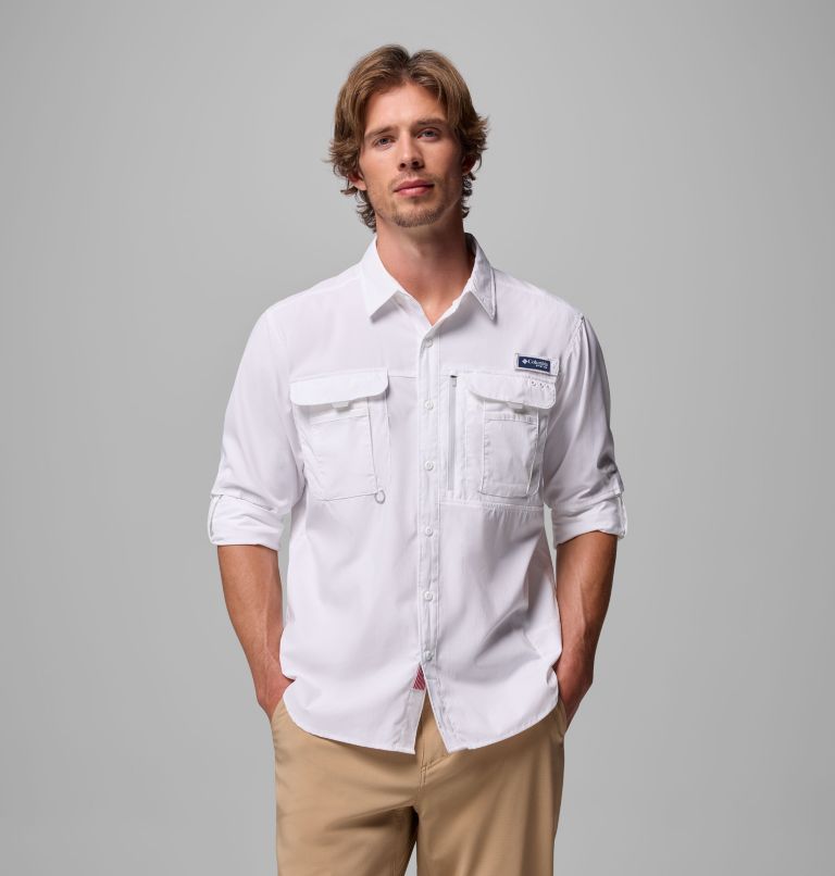 Men's PFG Bahama Elite Long Sleeve Shirt, Color: White, image 5