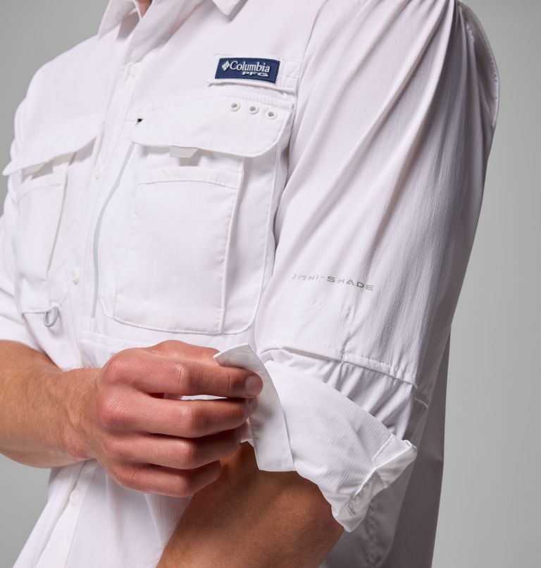 Men's PFG Bahama Elite Long Sleeve Shirt, Color: White, image 6