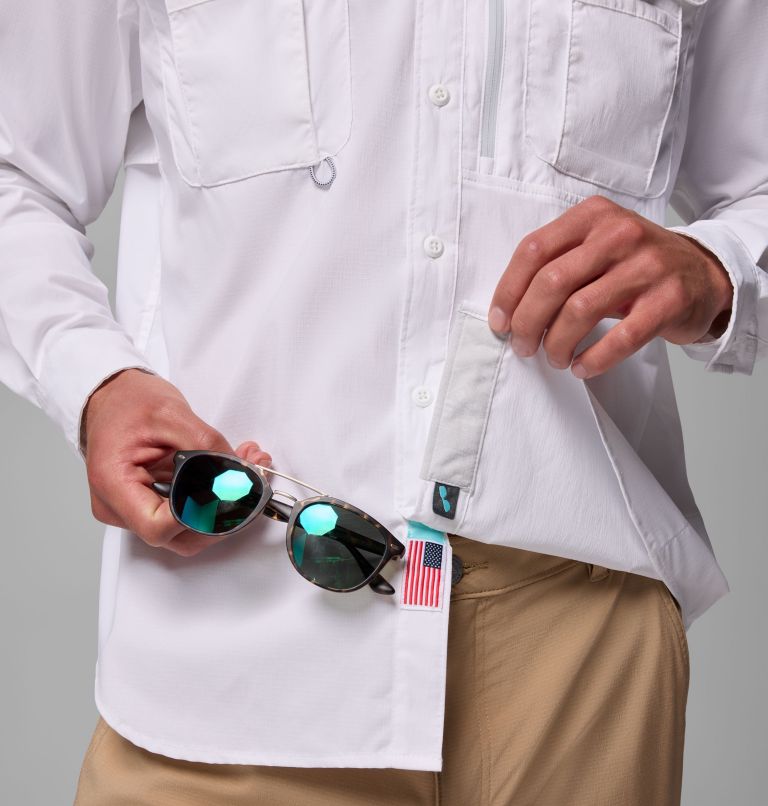Men's PFG Bahama Elite Long Sleeve Shirt, Color: White, image 8