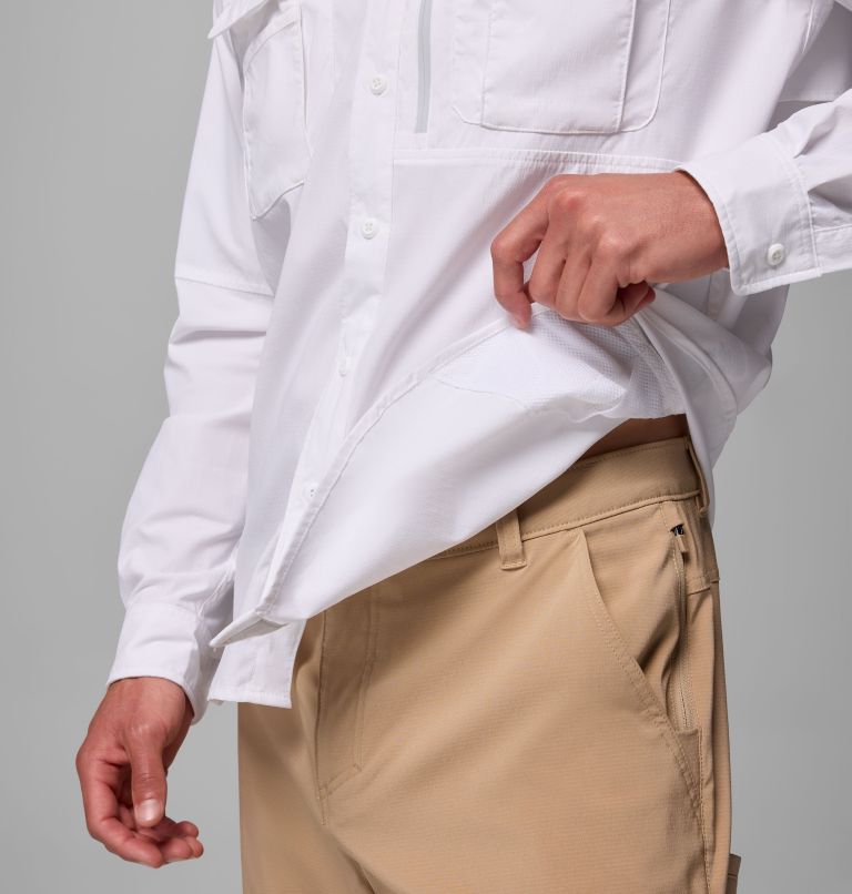 Men's PFG Bahama Elite Long Sleeve Shirt, Color: White, image 9