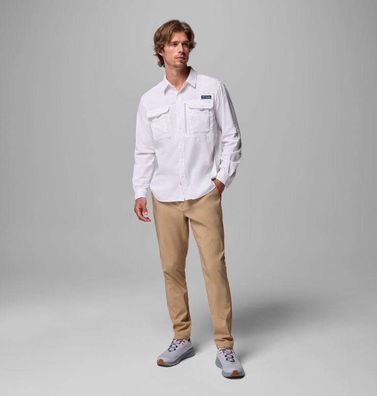 Men's PFG Bahama Elite Long Sleeve Shirt, Color: White, image 2