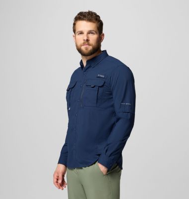 Men's PFG Bahama Elite Long Sleeve Shirt, Color: Collegiate Navy, image 12