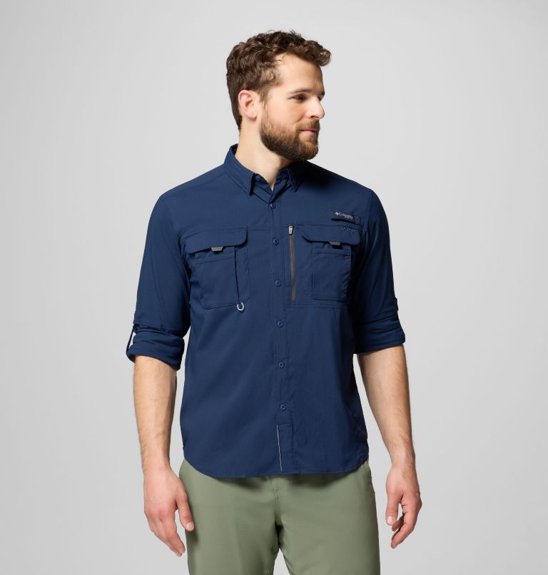 Men's PFG Bahama Elite Long Sleeve Shirt, Color: Collegiate Navy, image 5