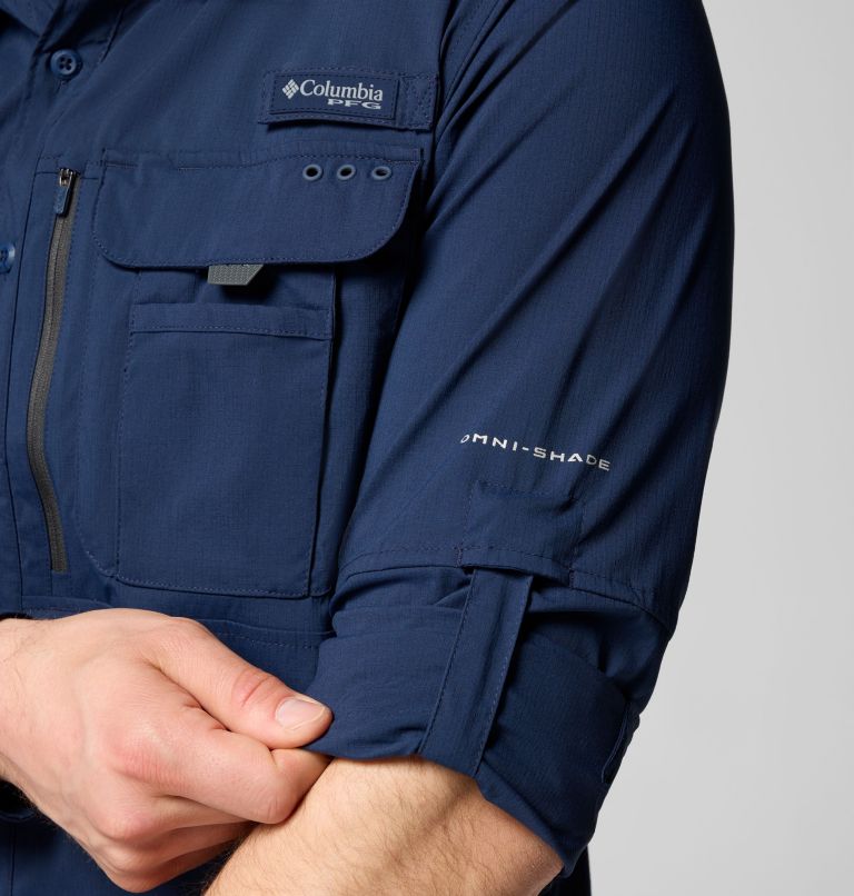 Men's PFG Bahama Elite Long Sleeve Shirt, Color: Collegiate Navy, image 6