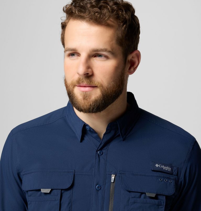 Men's PFG Bahama Elite Long Sleeve Shirt, Color: Collegiate Navy, image 7
