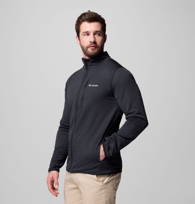 Men's Essential Hike Grid Fleece Full Zip Jacket, Color: Black, image 4