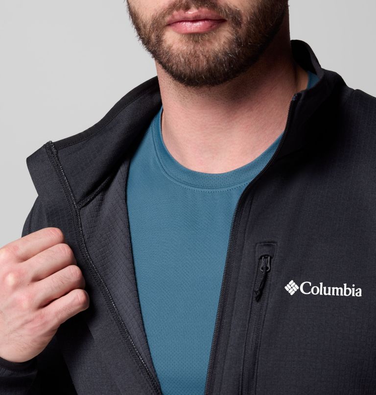 Men's Essential Hike Grid Fleece Full Zip Jacket, Color: Black, image 6
