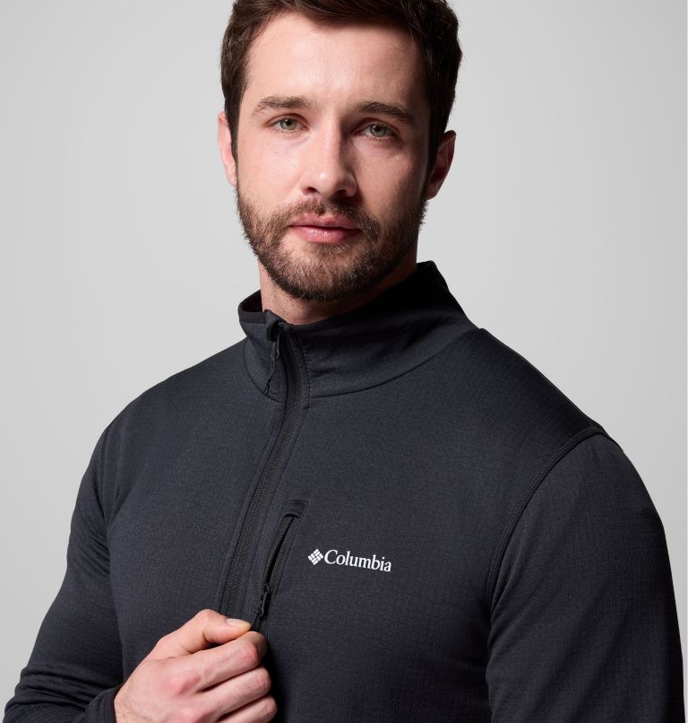Men's Essential Hike Grid Fleece Full Zip Jacket, Color: Black, image 7