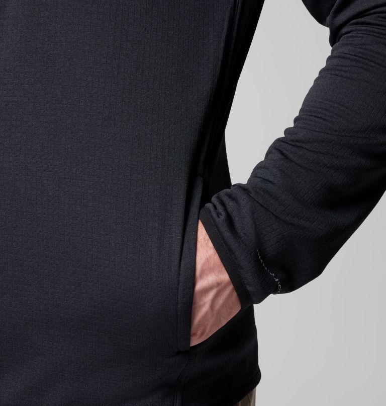 Men's Essential Hike Grid Fleece Full Zip Jacket, Color: Black, image 8