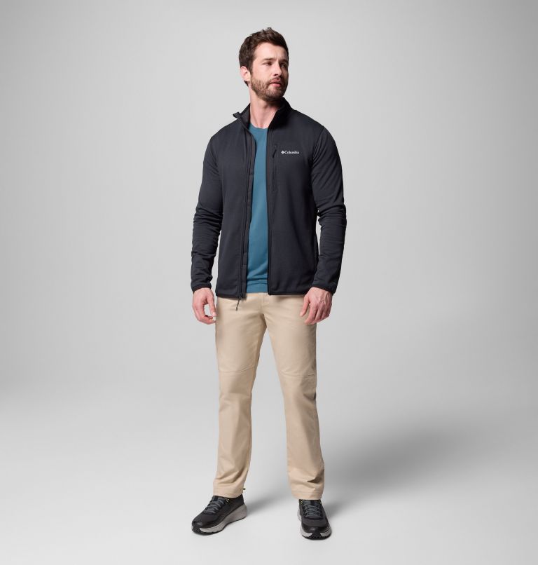 Men's Essential Hike Grid Fleece Full Zip Jacket, Color: Black, image 2