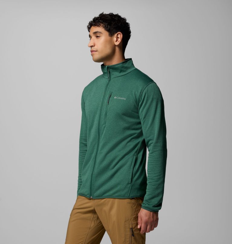 Essential Hike Grid Fleece Full Zip | 375 | S, Color: Rain Forest, image 4
