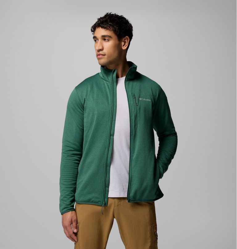 Essential Hike Grid Fleece Full Zip | 375 | S, Color: Rain Forest, image 5