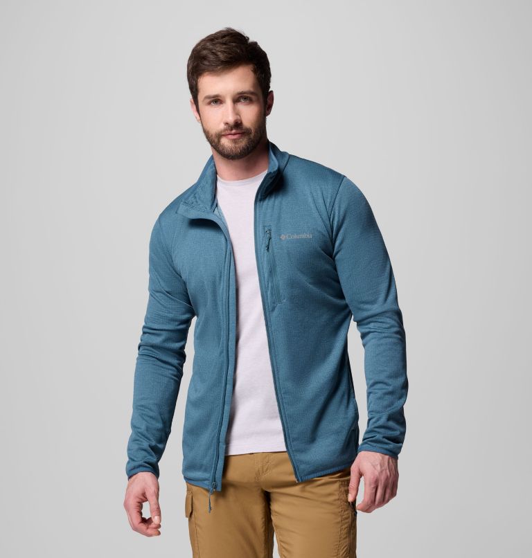 Men's Essential Hike Grid Fleece Full Zip Jacket, Color: Everblue, image 5