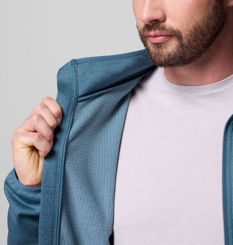 Men's Essential Hike Grid Fleece Full Zip Jacket, Color: Everblue, image 7