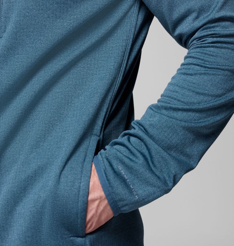 Men's Essential Hike Grid Fleece Full Zip Jacket, Color: Everblue, image 8
