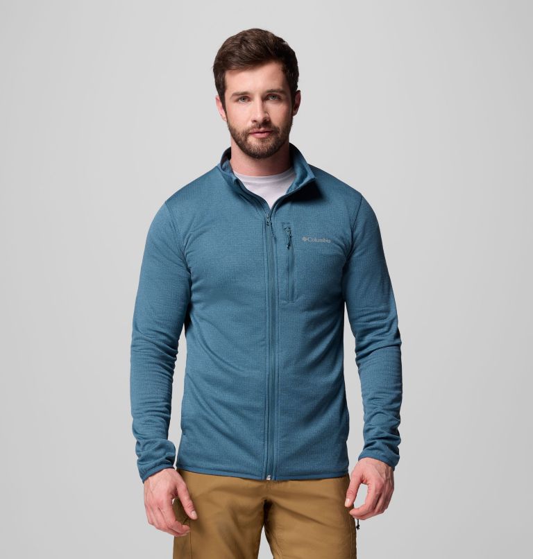 Men's Essential Hike Grid Fleece Full Zip Jacket, Color: Everblue, image 1