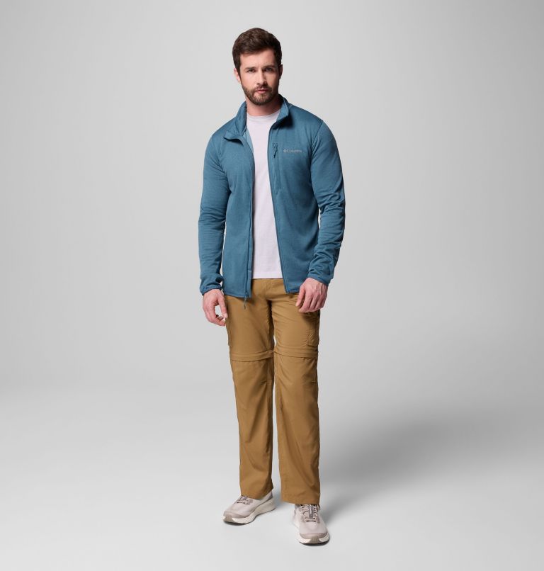 Men's Essential Hike Grid Fleece Full Zip Jacket, Color: Everblue, image 2