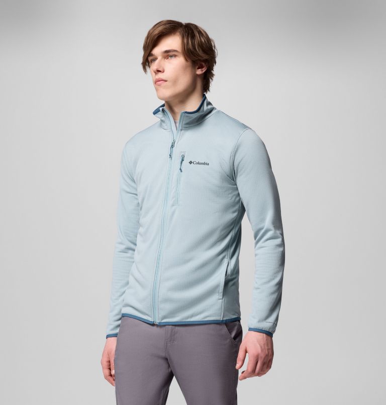 Men's Essential Hike Grid Fleece Full Zip Jacket, Color: Crushed Blue, image 4