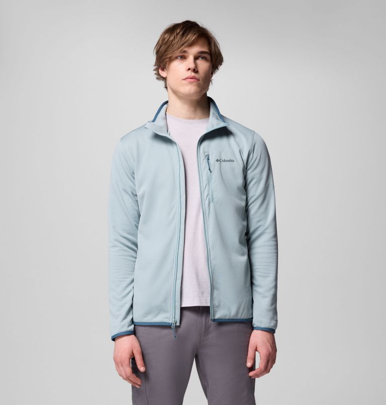 Men's Essential Hike Grid Fleece Full Zip Jacket, Color: Crushed Blue, image 5