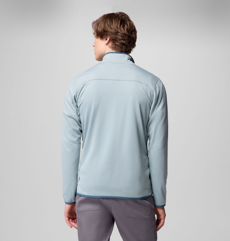 Men's Essential Hike Grid Fleece Full Zip Jacket, Color: Crushed Blue, image 3