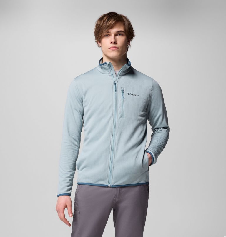 Men's Essential Hike Grid Fleece Full Zip Jacket, Color: Crushed Blue, image 1