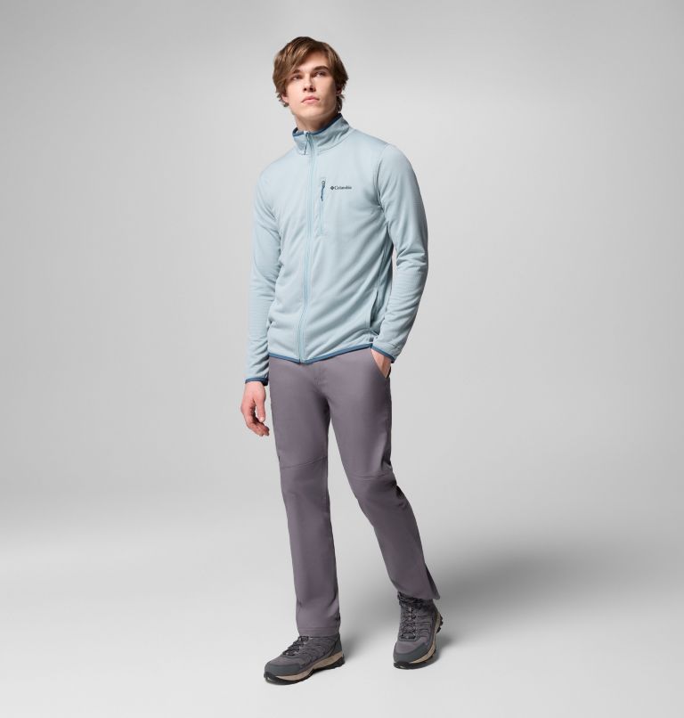 Men's Essential Hike Grid Fleece Full Zip Jacket, Color: Crushed Blue, image 2