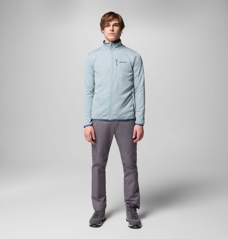 Men's Essential Hike Grid Fleece Full Zip Jacket, Color: Crushed Blue, image 8