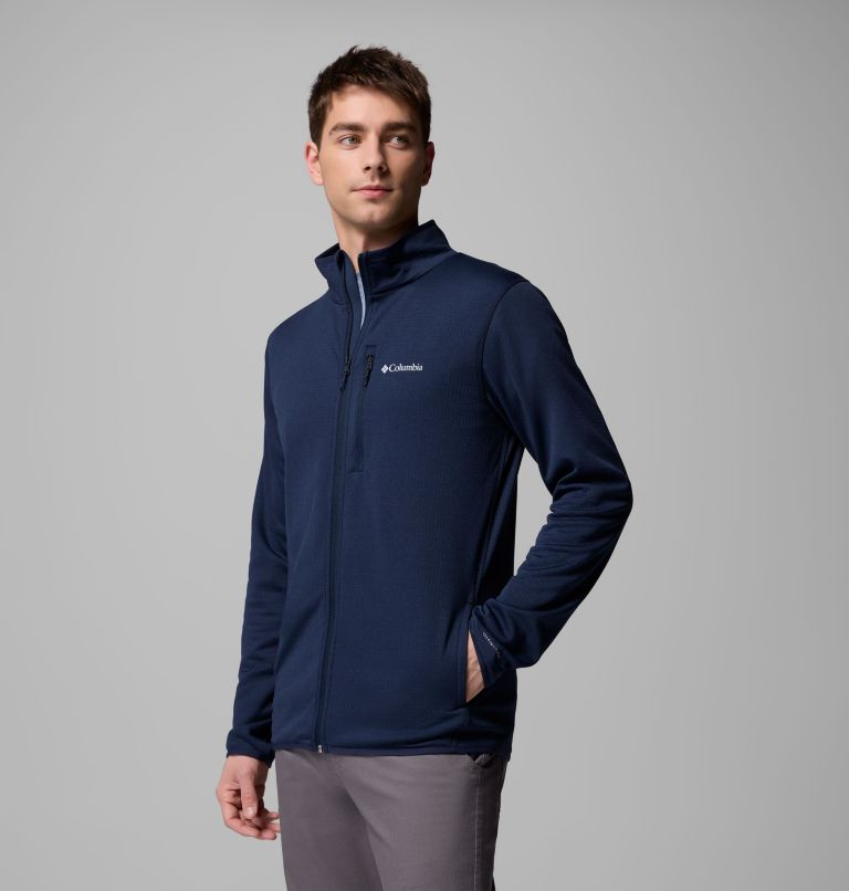 Men's Essential Hike Grid Fleece Full Zip Jacket, Color: Collegiate Navy, image 4