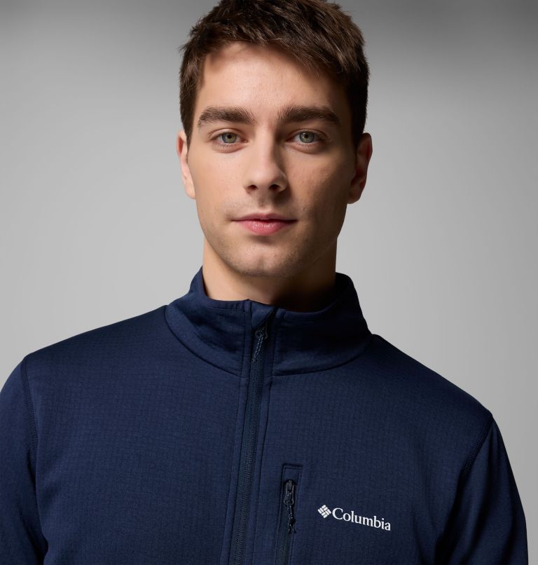 Men's Essential Hike Grid Fleece Full Zip Jacket, Color: Collegiate Navy, image 5
