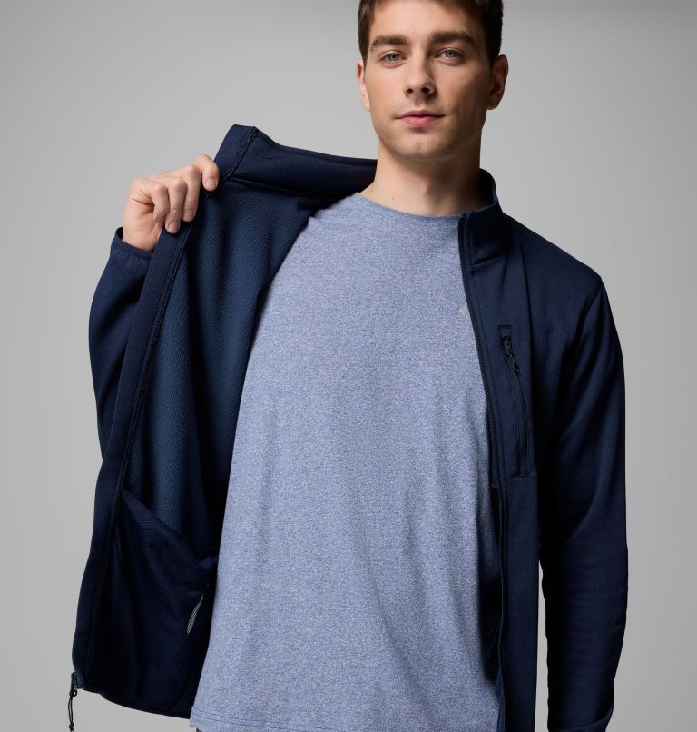 Men's Essential Hike Grid Fleece Full Zip Jacket, Color: Collegiate Navy, image 6