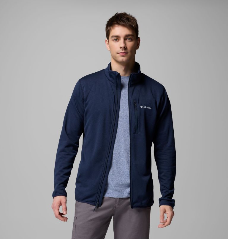Men's Essential Hike Grid Fleece Full Zip Jacket, Color: Collegiate Navy, image 7