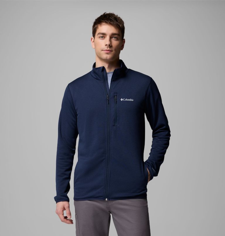 Men's Essential Hike Grid Fleece Full Zip Jacket, Color: Collegiate Navy, image 1
