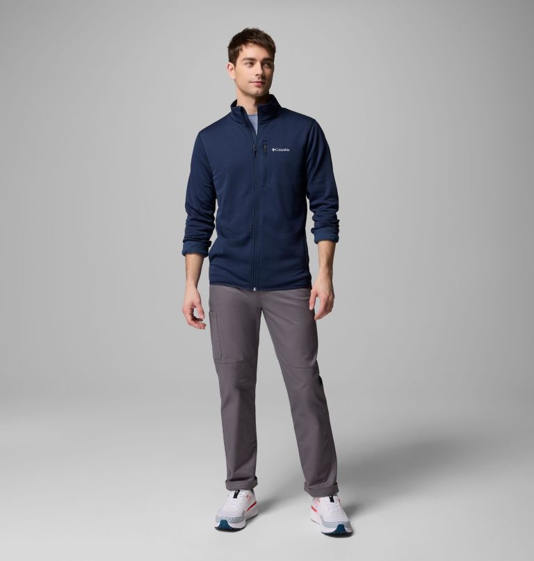 Men's Essential Hike Grid Fleece Full Zip Jacket, Color: Collegiate Navy, image 2