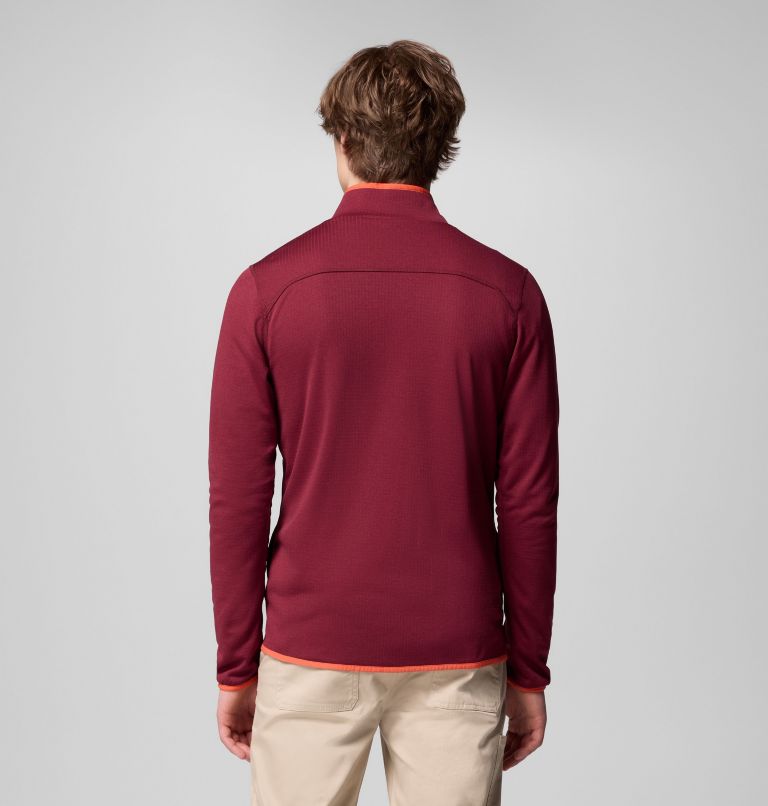 Men's Essential Hike Grid Fleece Full Zip Jacket, Color: Rich Wine, image 3