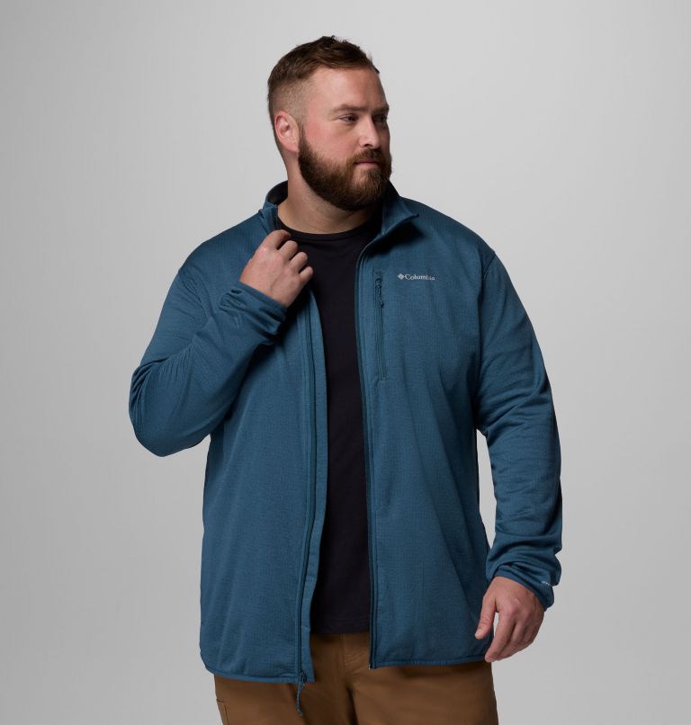 Essential Hike Grid Fleece Full Zip | 429 | 4X, Color: Everblue, image 5