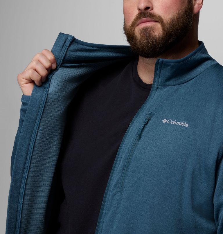 Essential Hike Grid Fleece Full Zip | 429 | 4X, Color: Everblue, image 7