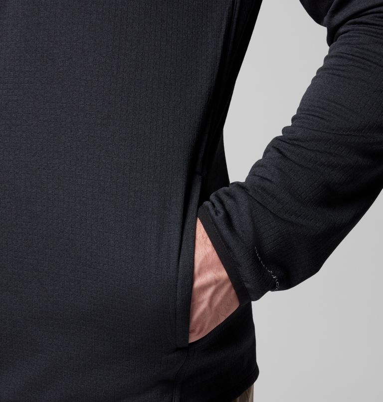 Men's Essential Hike Grid Fleece Full Zip Jacket - Tall, Color: Black, image 8