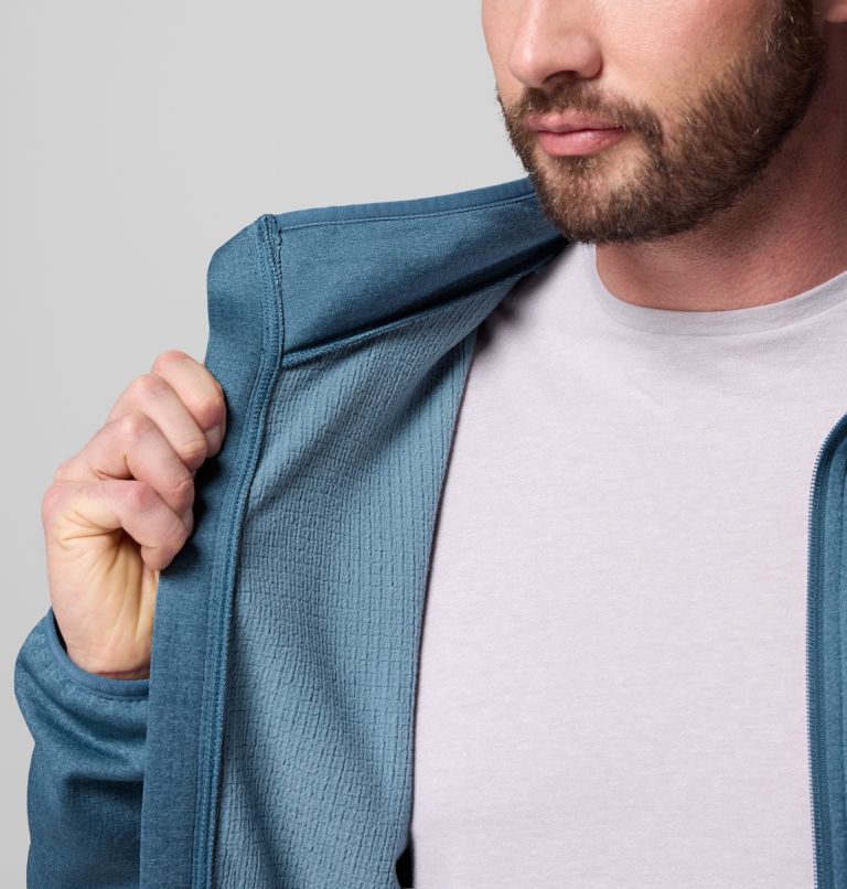 Men's Essential Hike Grid Fleece Full Zip Jacket - Tall, Color: Everblue, image 7