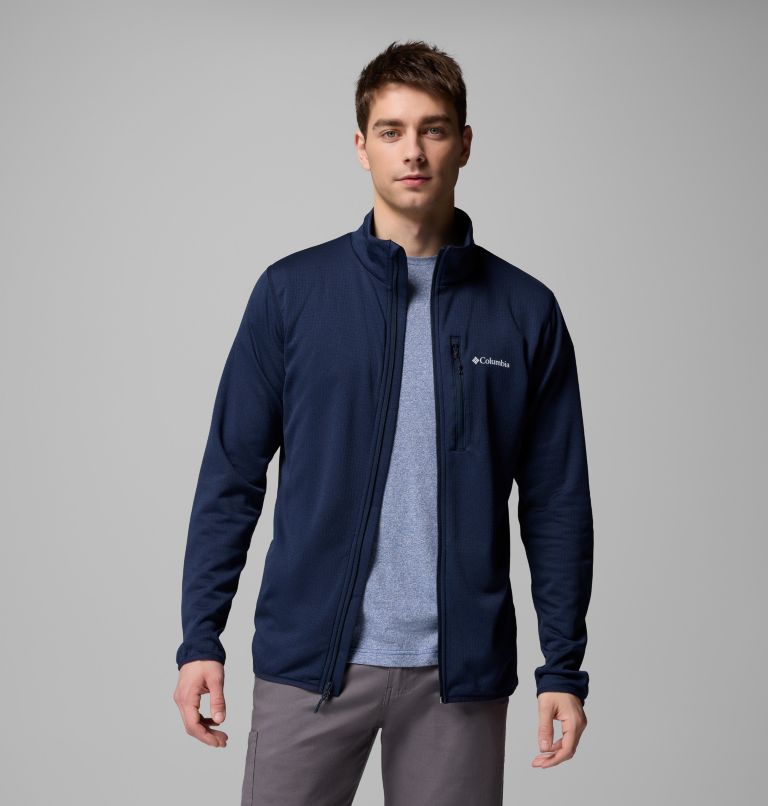 Men's Essential Hike Grid Fleece Full Zip Jacket - Tall, Color: Collegiate Navy, image 7