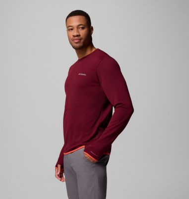 Men's Tech Trail Utility Warm Long Sleeve Crew Shirt, Color: Rich Wine, image 12