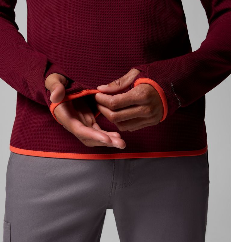 Men's Tech Trail Utility Warm Long Sleeve Crew Shirt, Color: Rich Wine, image 6