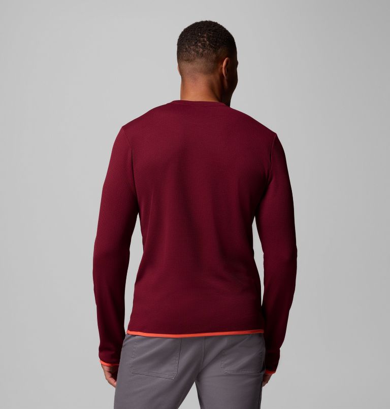 Men's Tech Trail Utility Warm Long Sleeve Crew Shirt, Color: Rich Wine, image 3